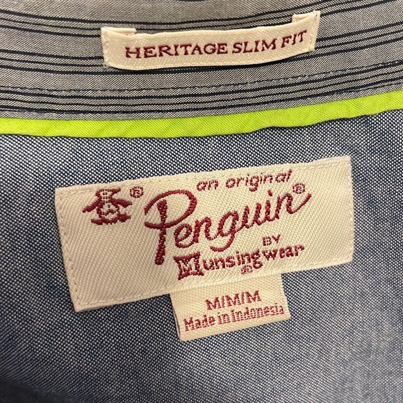Penguin Blue Button Down , Size M - Picture 4 of 4